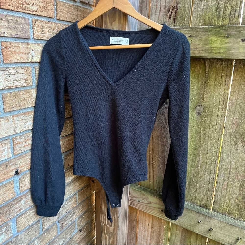 Abercrombie & Fitch Black Long Sleeve Bodysuit